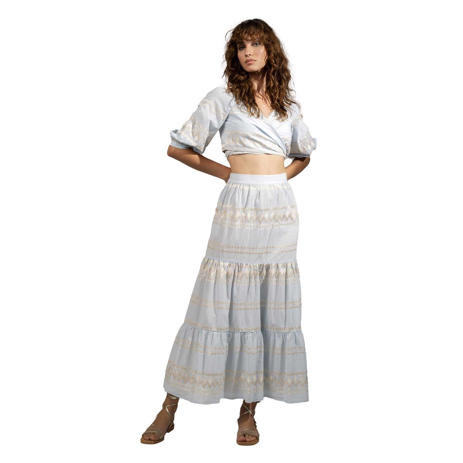 Aether Concept Light Blue Off White Dress